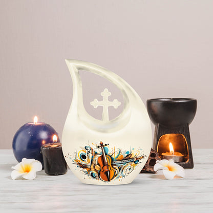 Cross Drop Abstract Violin Composition Urn 