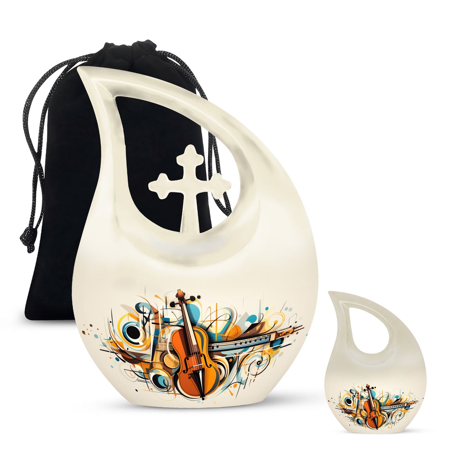 Cross Drop Abstract Violin Composition Urn 