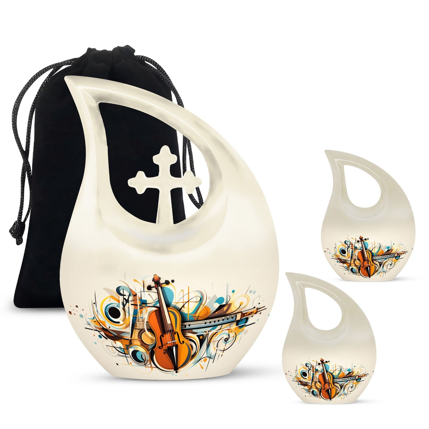 Cross Drop Abstract Violin Composition Urn 