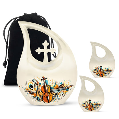Cross Drop Abstract Violin Composition Urn 