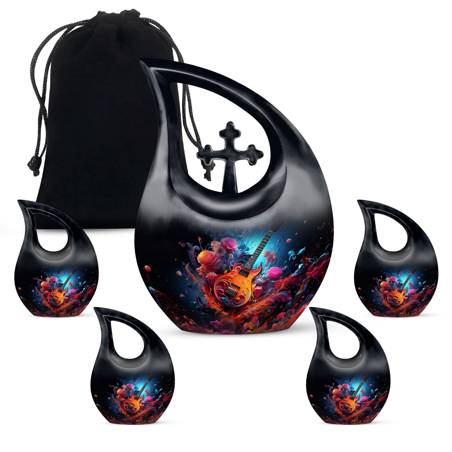 Vibrant Guitar Eruption Urn 