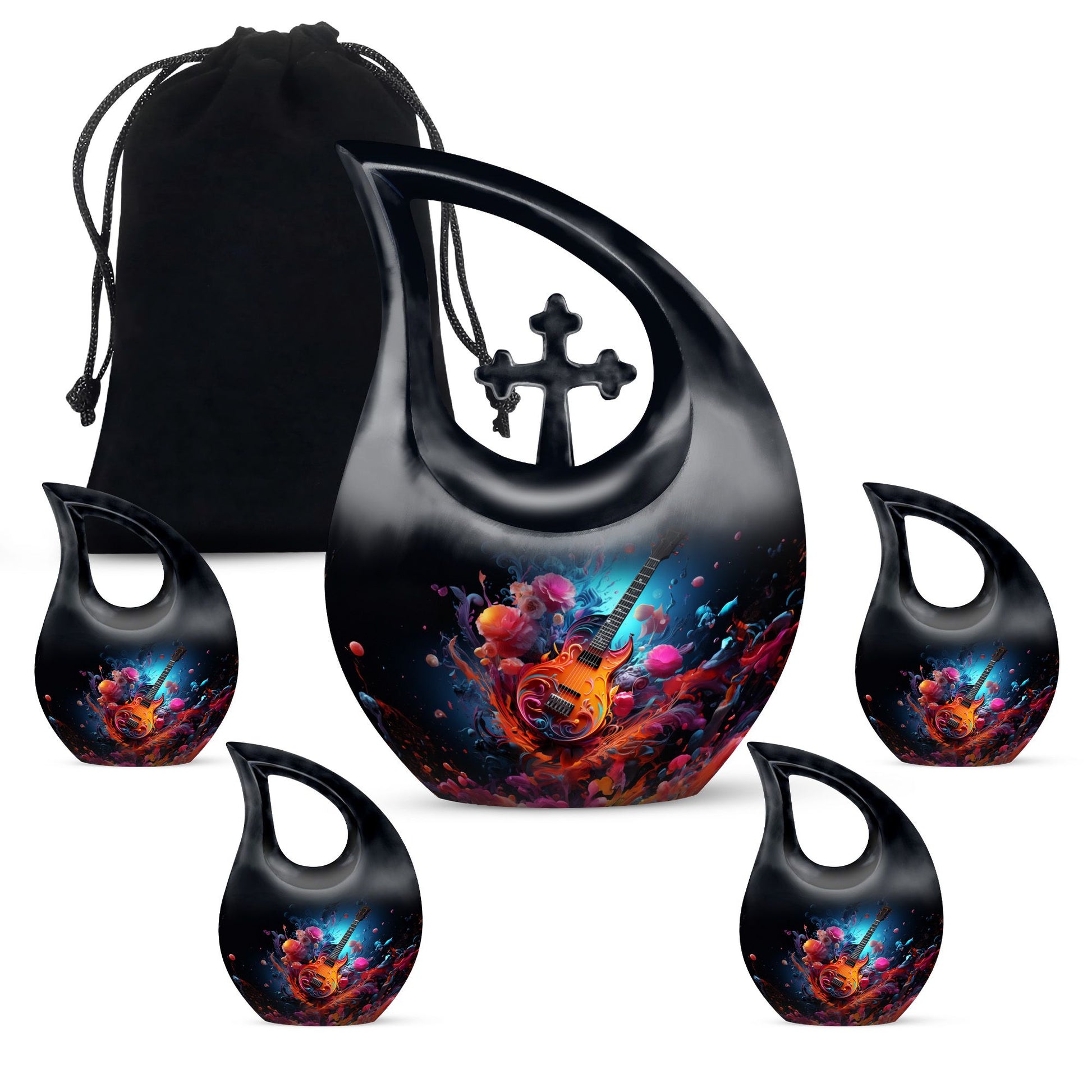 Vibrant Guitar Eruption Urn 