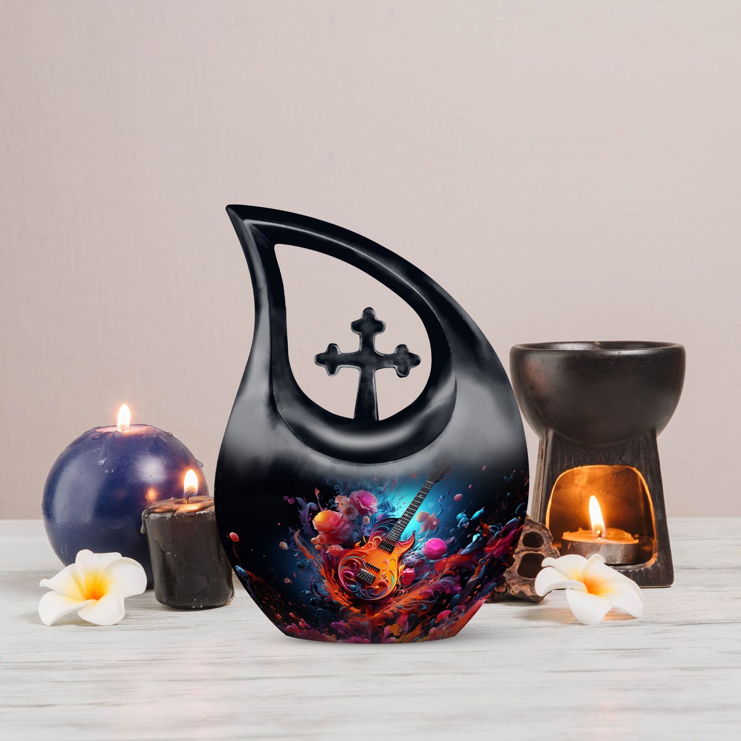 Vibrant Guitar Eruption Urn 