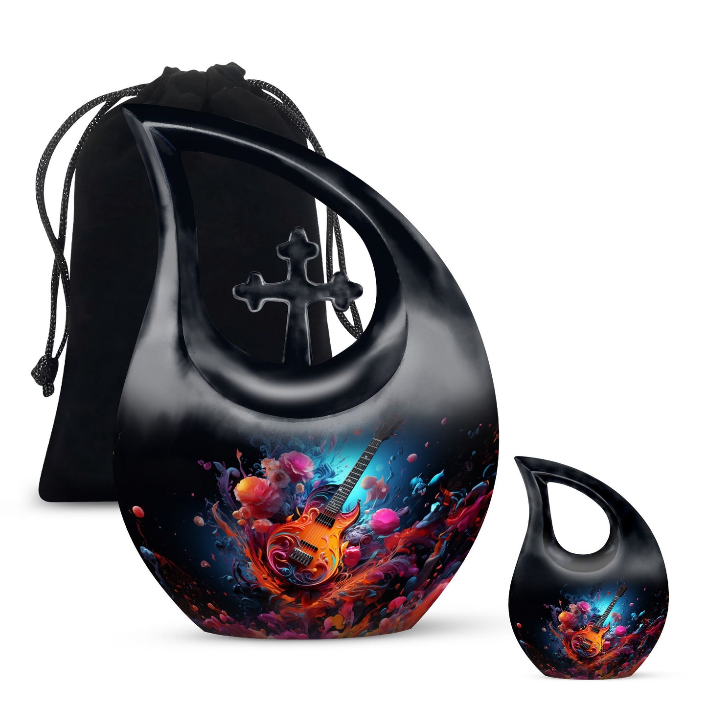 Vibrant Guitar Eruption Urn 