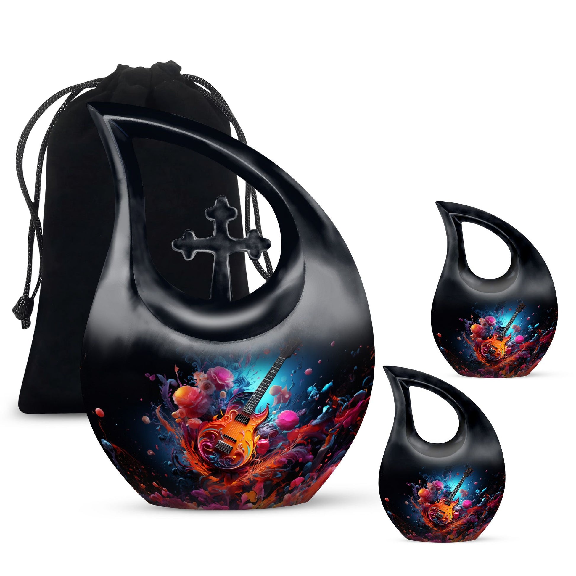 Vibrant Guitar Eruption Urn 