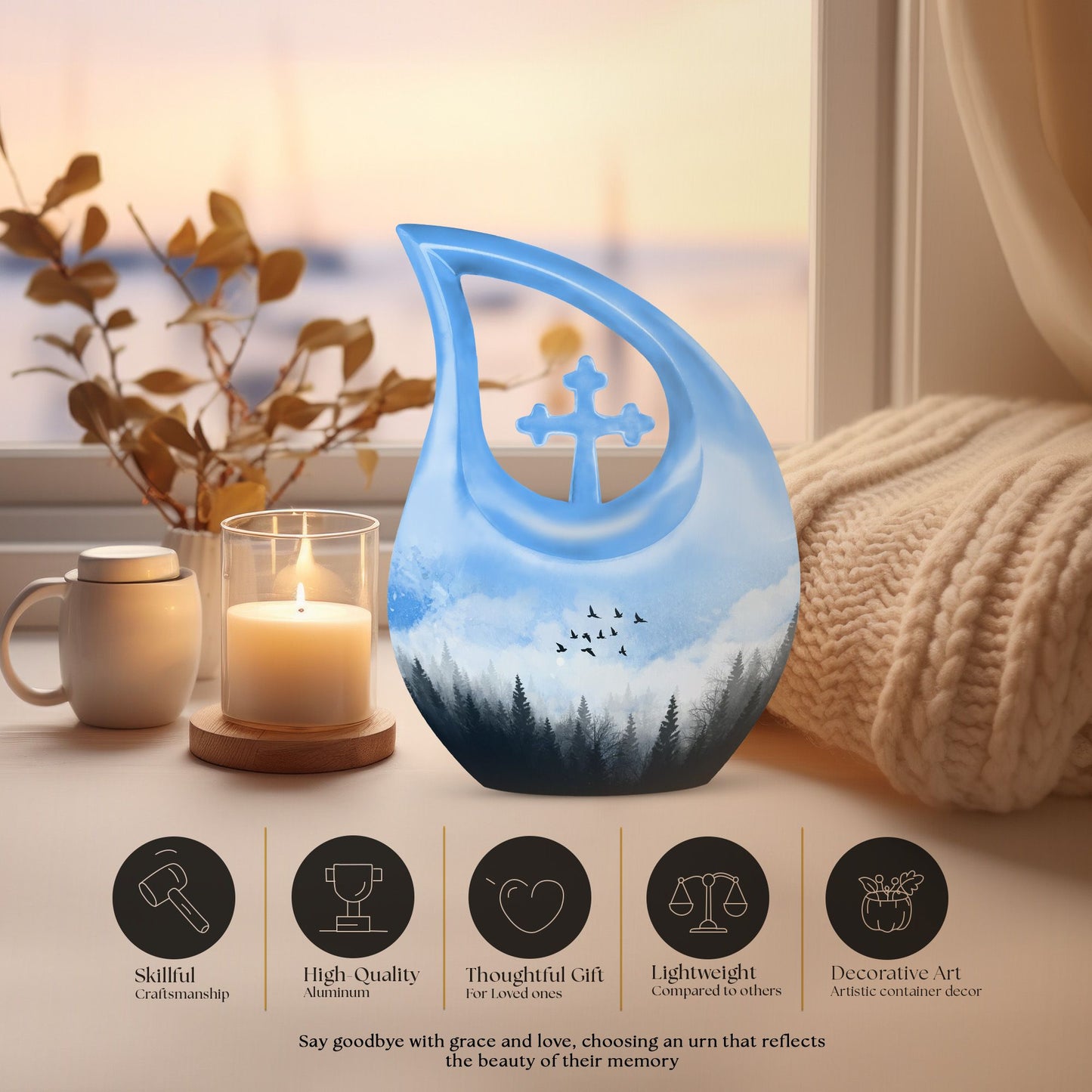 Flying Birds Medium Size Memorial Urn