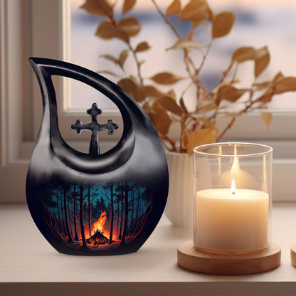 Fire Burning In themed Urn