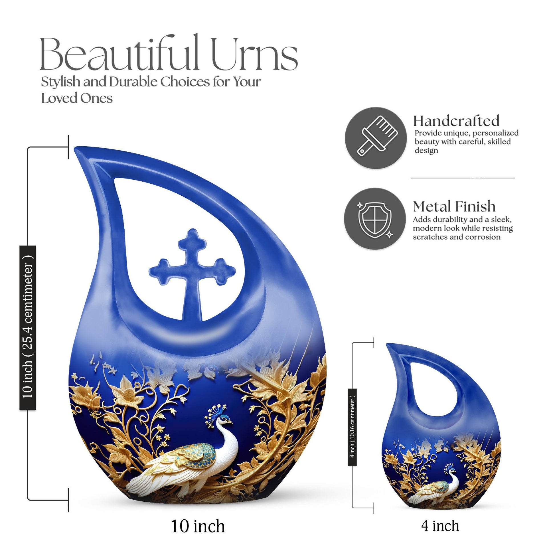 10-inch Peacock Memorial Urn