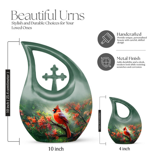 10 inch Cardinal Bird Urn