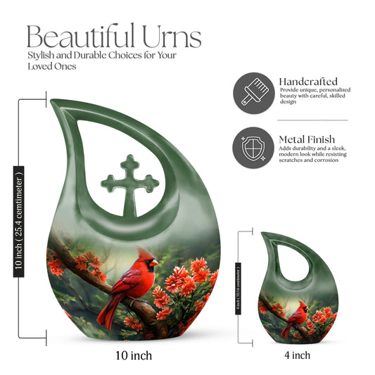 10-inch Cardinal Bird Urn 