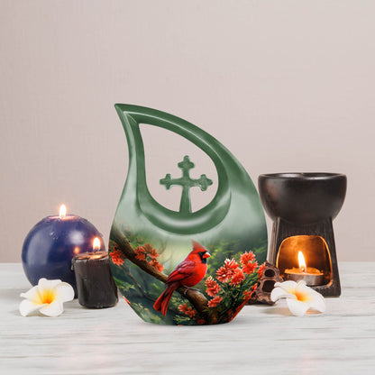10-inch Cardinal Bird Urn 