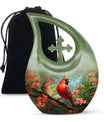 10 inch Cardinal Bird Cross Drop Cremation Urn, 