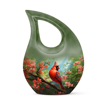 10 inch Cardinal Bird Cross Drop Cremation Urn, 