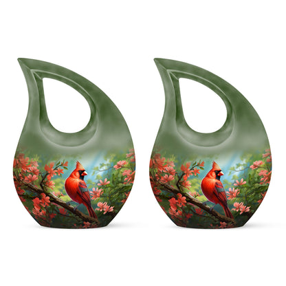10 inch Cardinal Bird Cross Drop Cremation Urn, 