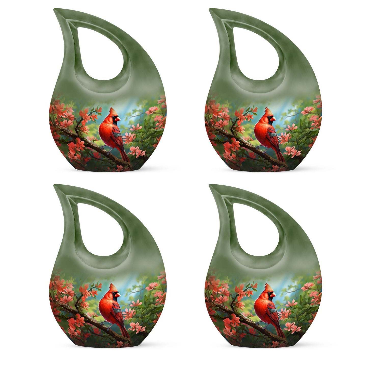 10 inch Cardinal Bird Cross Drop Cremation Urn, 