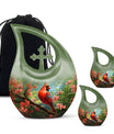 10 inch Cardinal Bird Cross Drop Cremation Urn, 