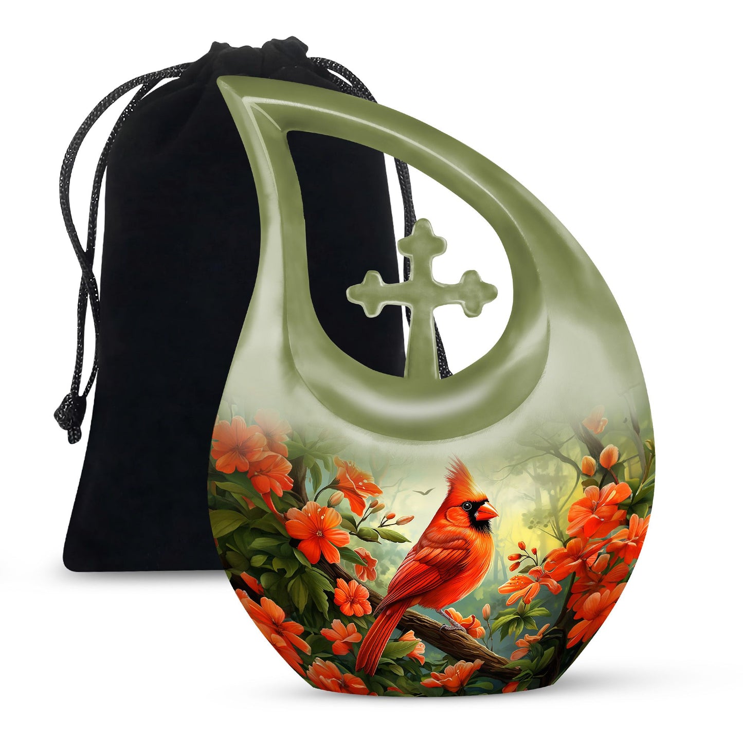 10-inch Cardinal Bird Urn 