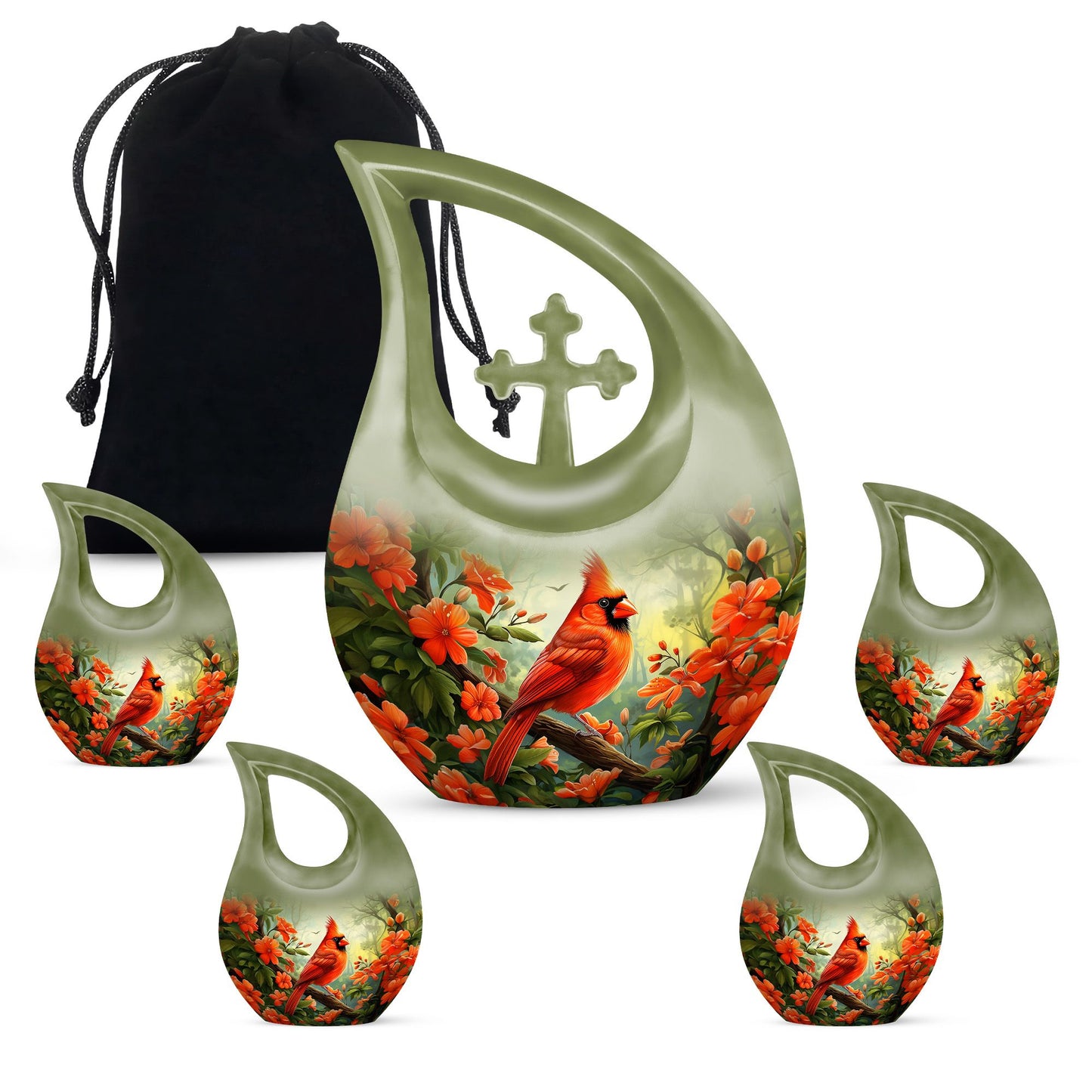 10-inch Cardinal Bird Urn 