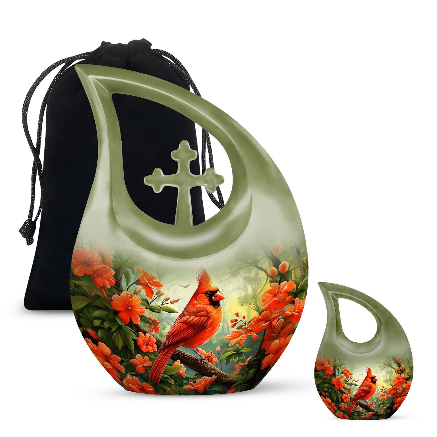10-inch Cardinal Bird Urn 