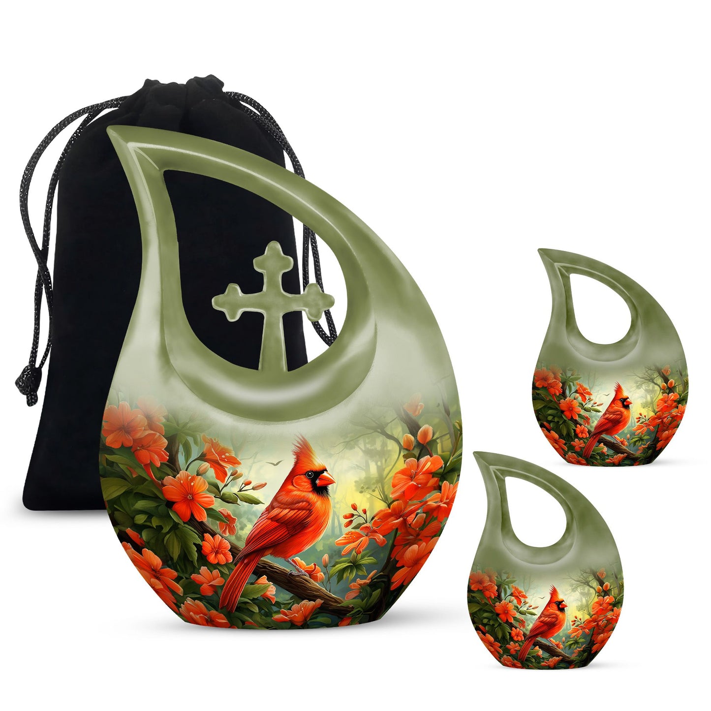 10-inch Cardinal Bird Urn 