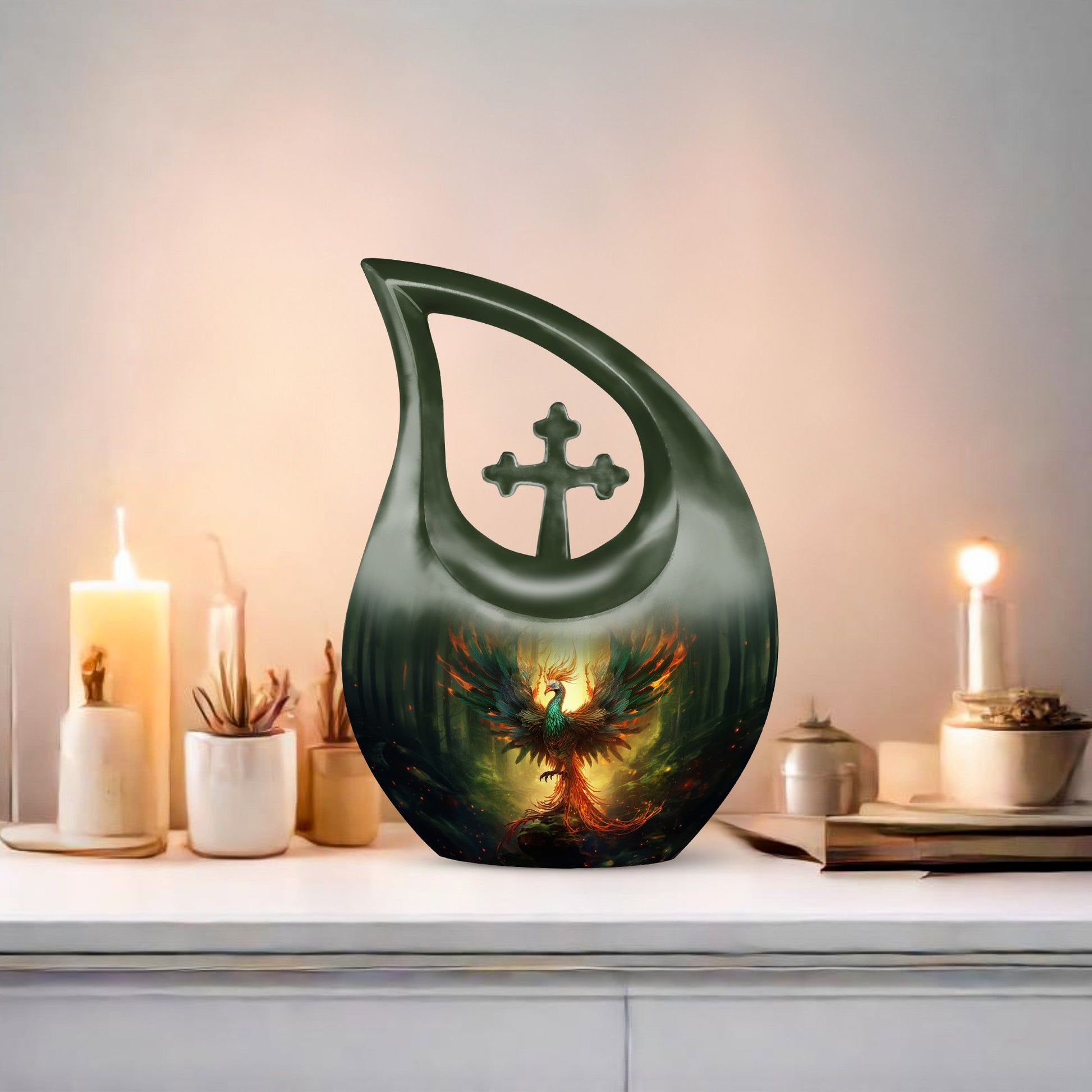 10 inch Arafed Bird Urn, 