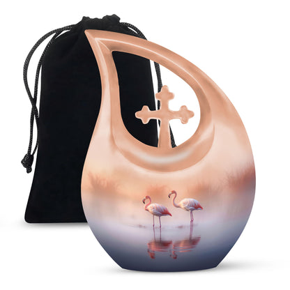 10 Inch Beautiful Flamingos Lake Urn
