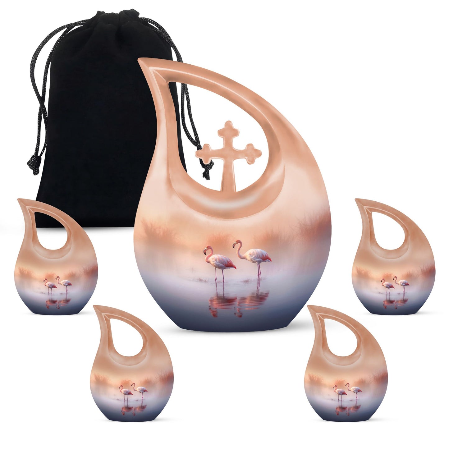 10 Inch Beautiful Flamingos Lake Urn
