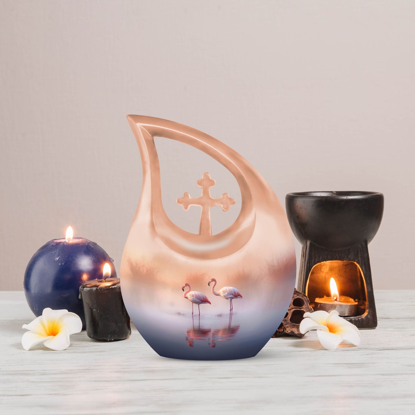 10 Inch Beautiful Flamingos Lake Urn