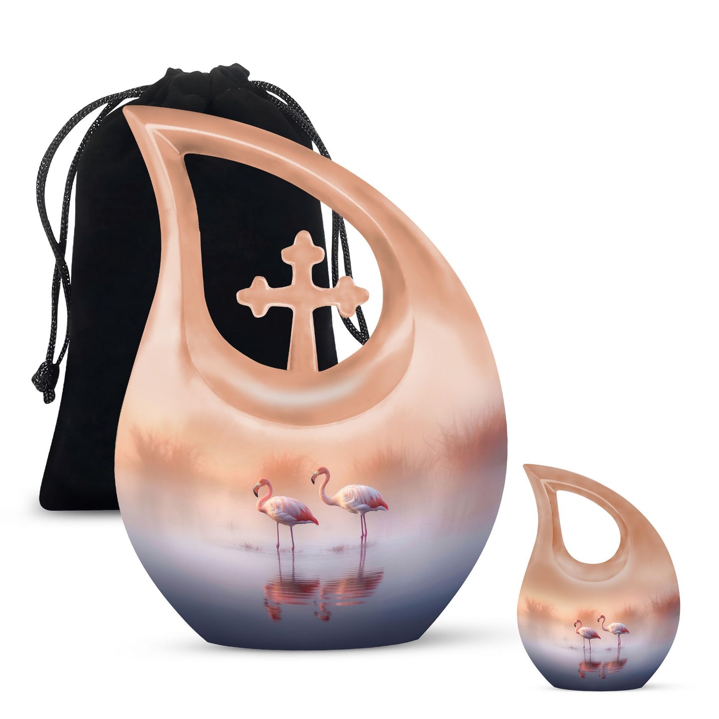 10 Inch Beautiful Flamingos Lake Urn