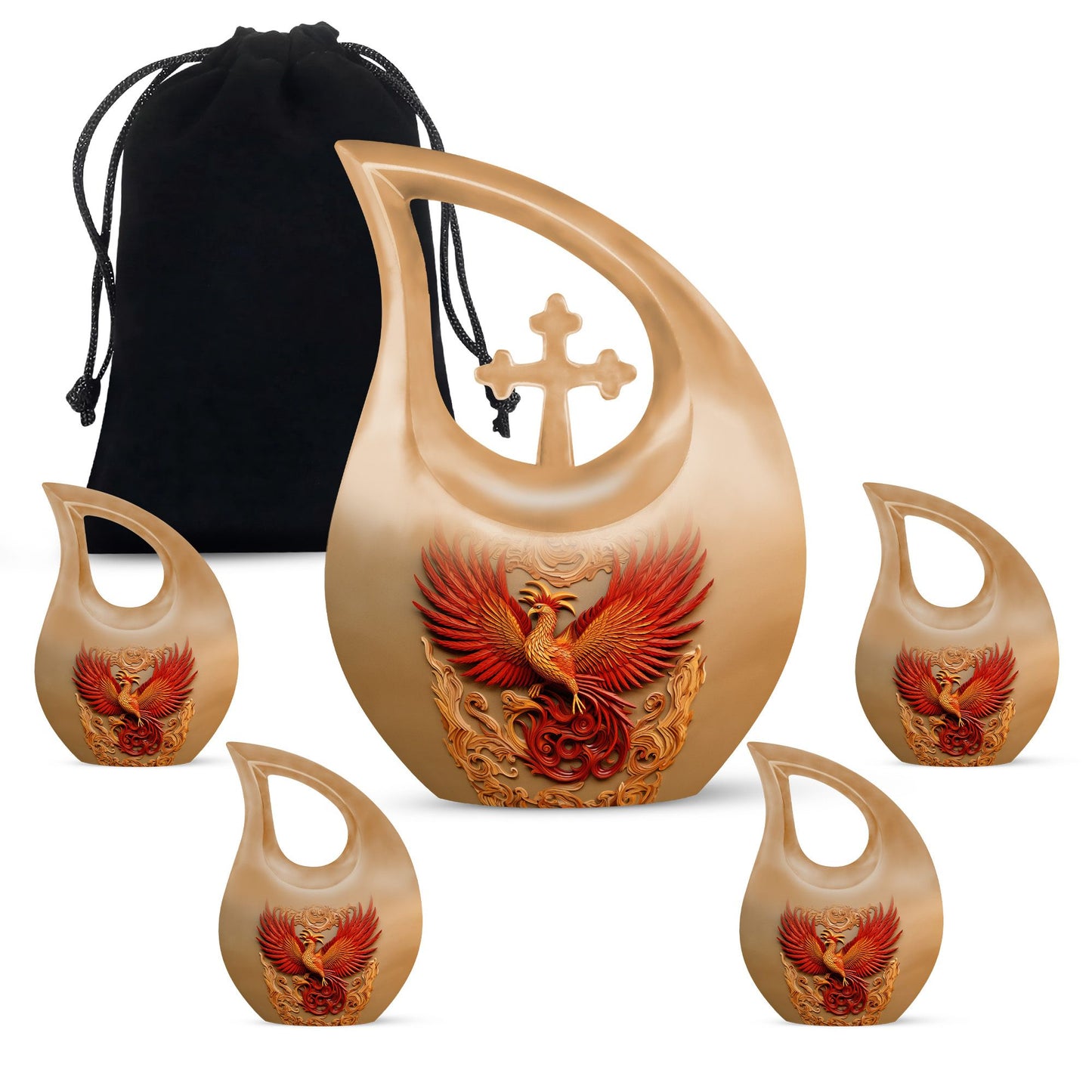 10-inch large Bird With Red Urn,