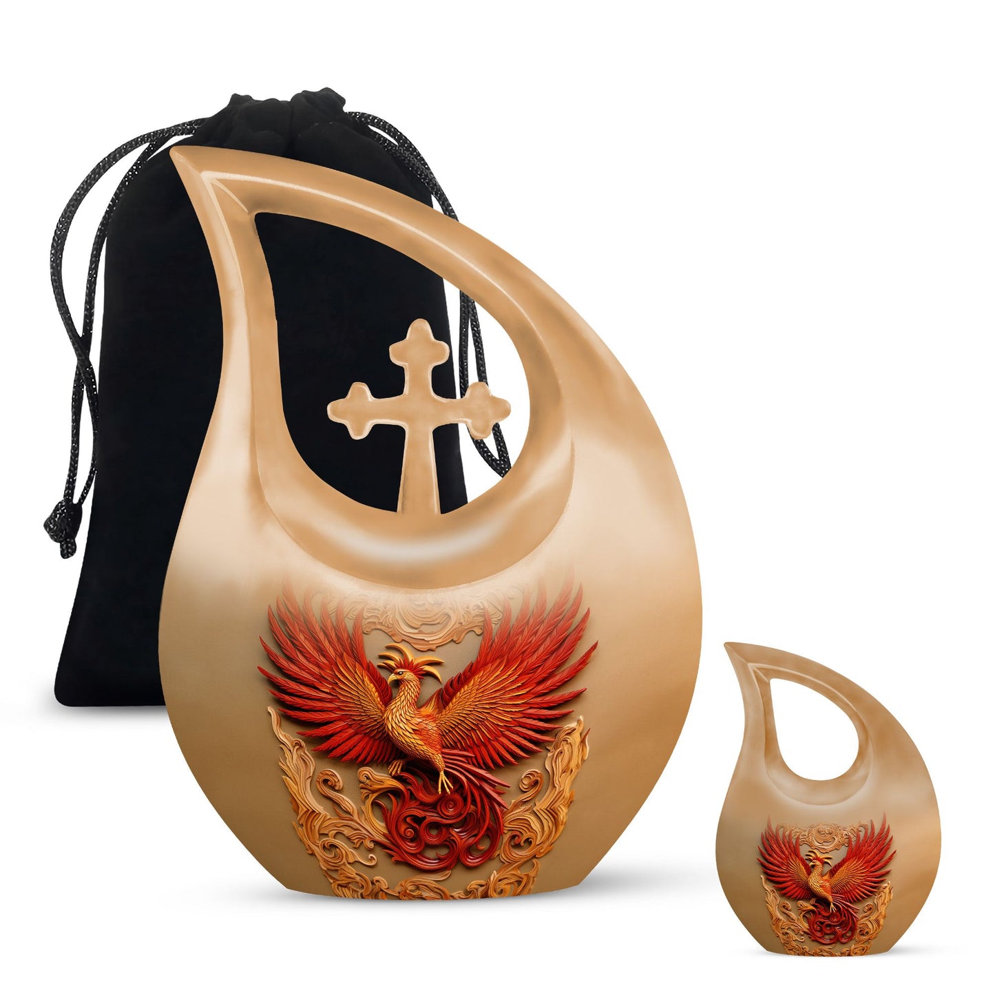 10-inch large Bird With Red Urn,