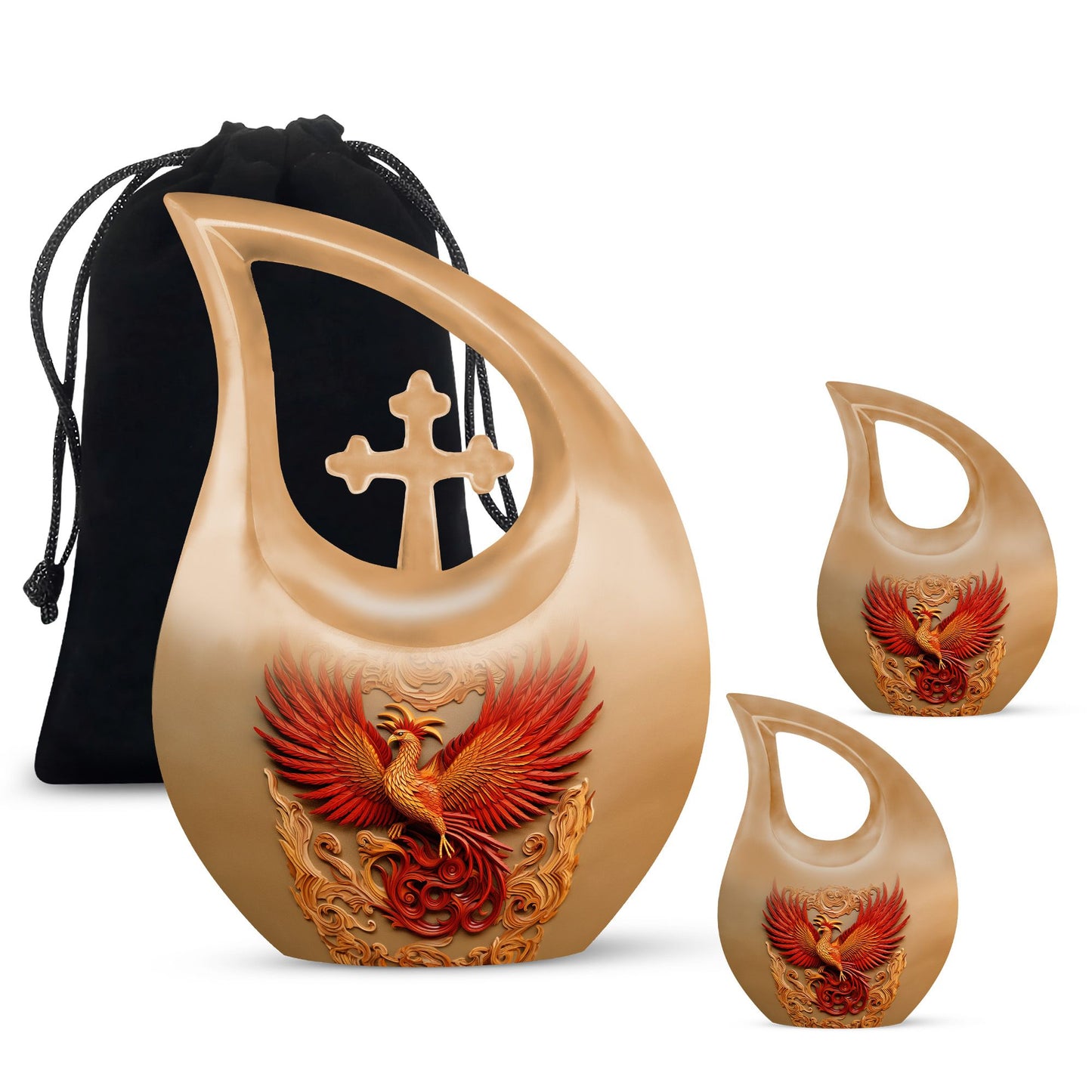 10-inch large Bird With Red Urn,
