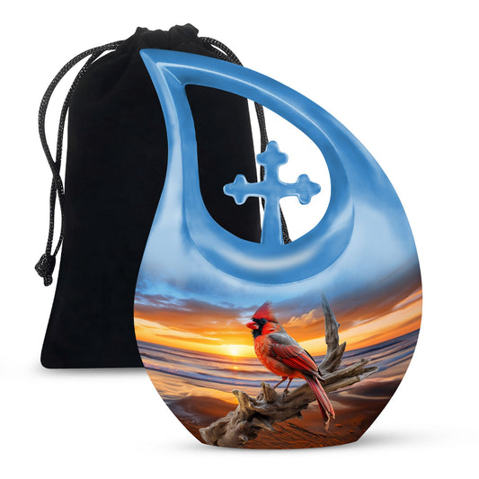 10-inch Cardinal Bird themed Aluminum Cremation Urn