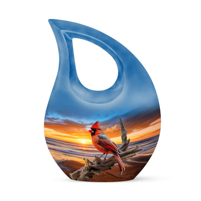 10-inch Cardinal Bird themed Aluminum Cremation Urn