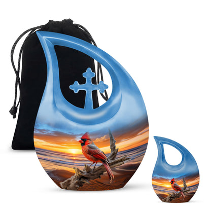 10-inch Cardinal Bird themed Aluminum Cremation Urn
