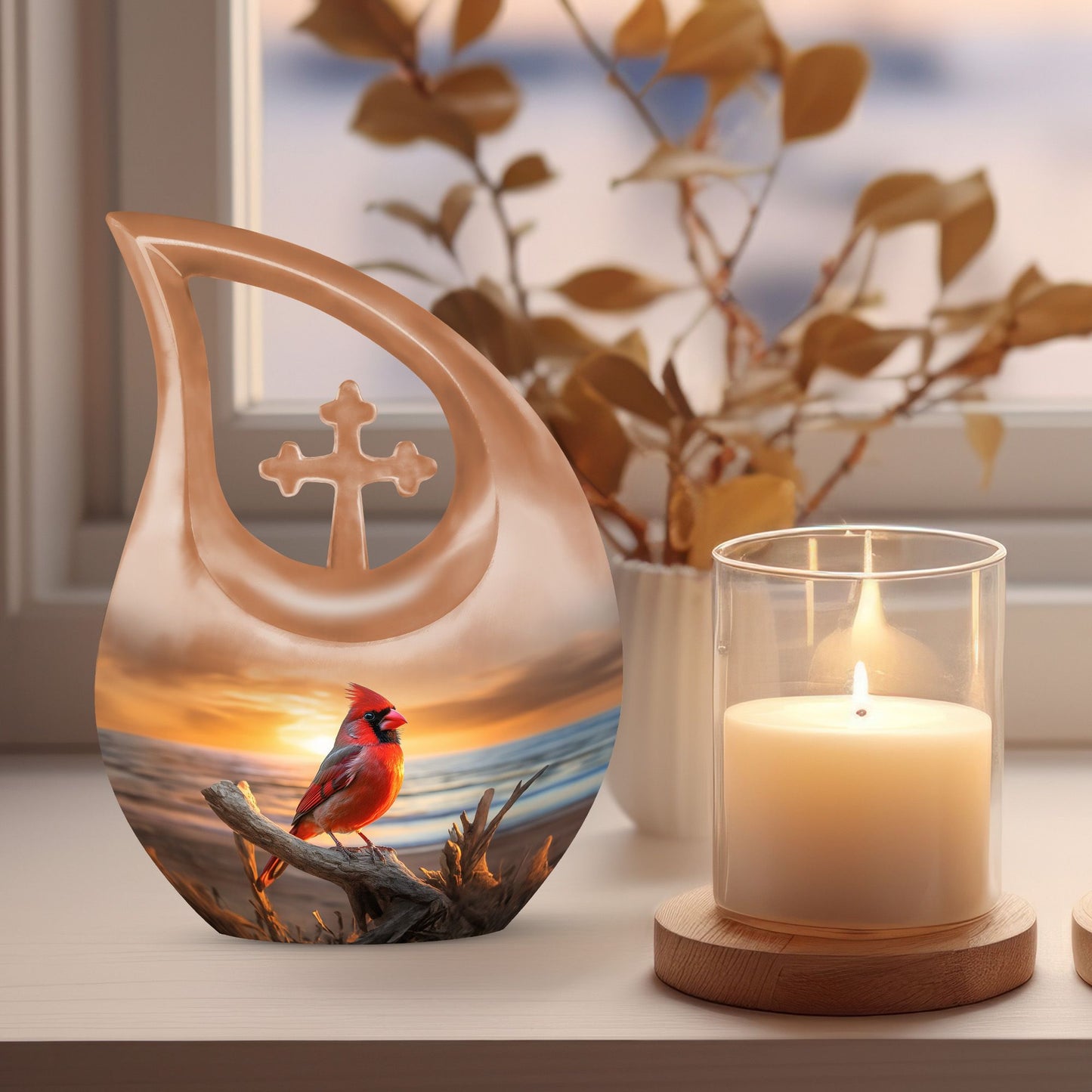 Cardinal Bird-designed cremation urn 