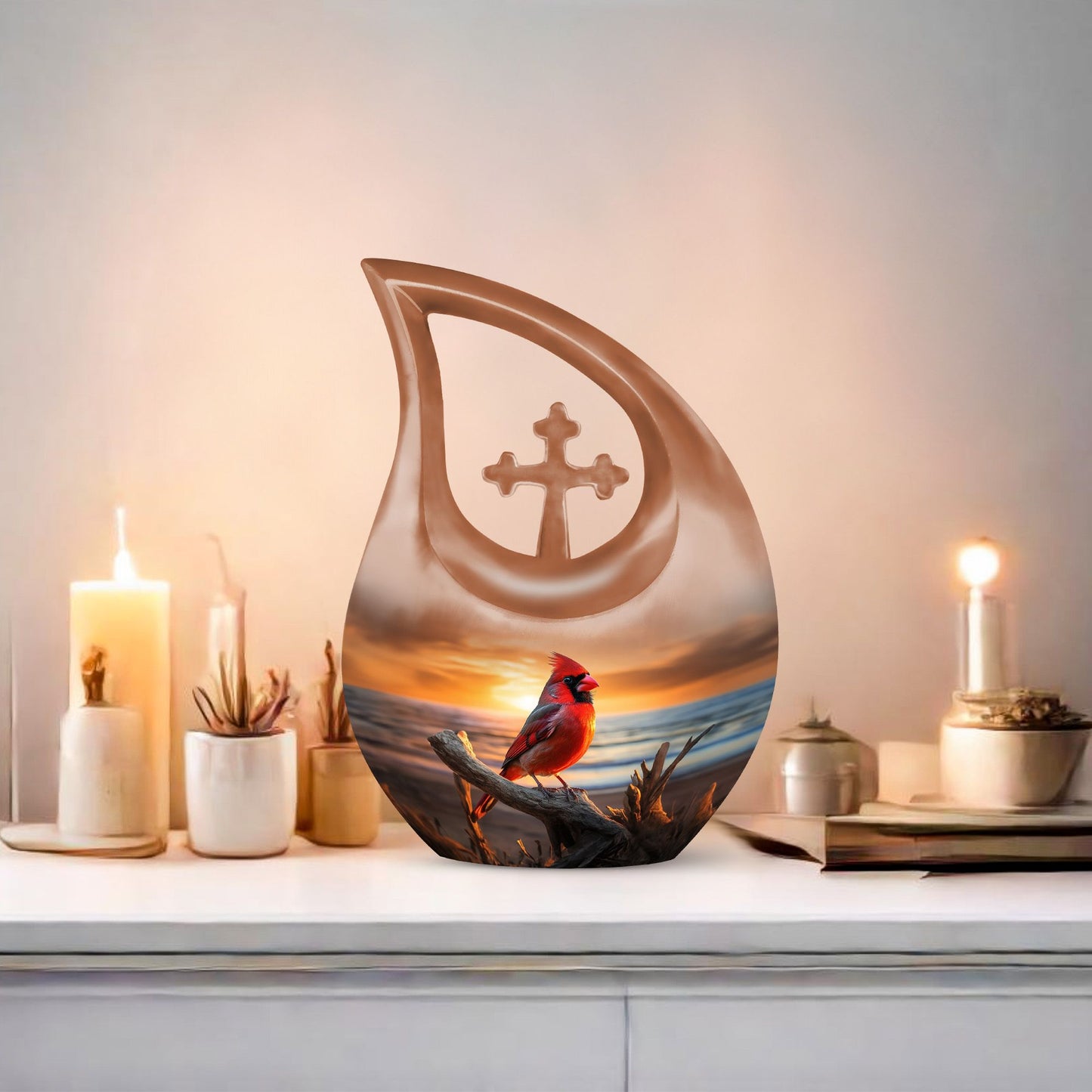 Cardinal Bird-designed cremation urn 