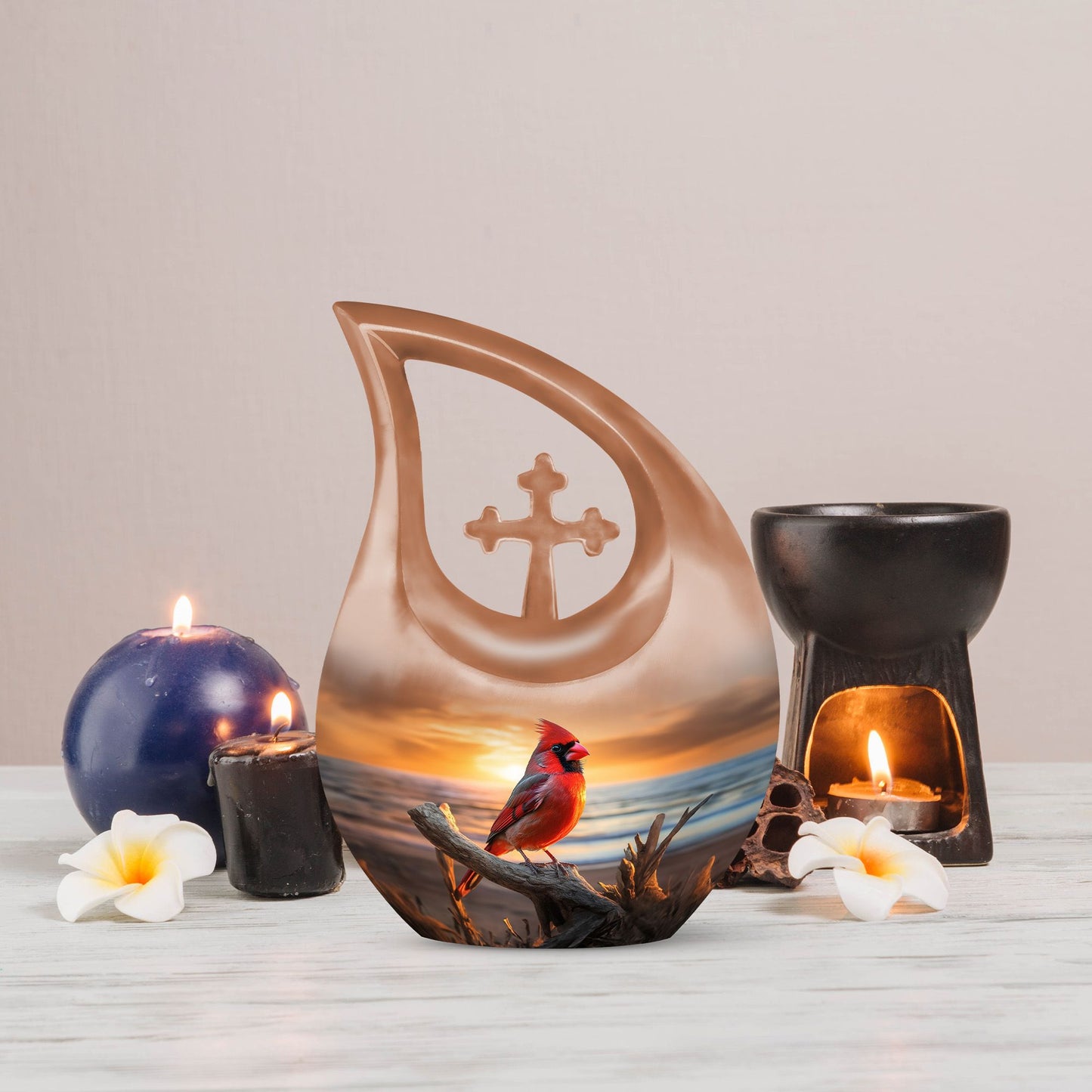 Cardinal Bird-designed cremation urn 