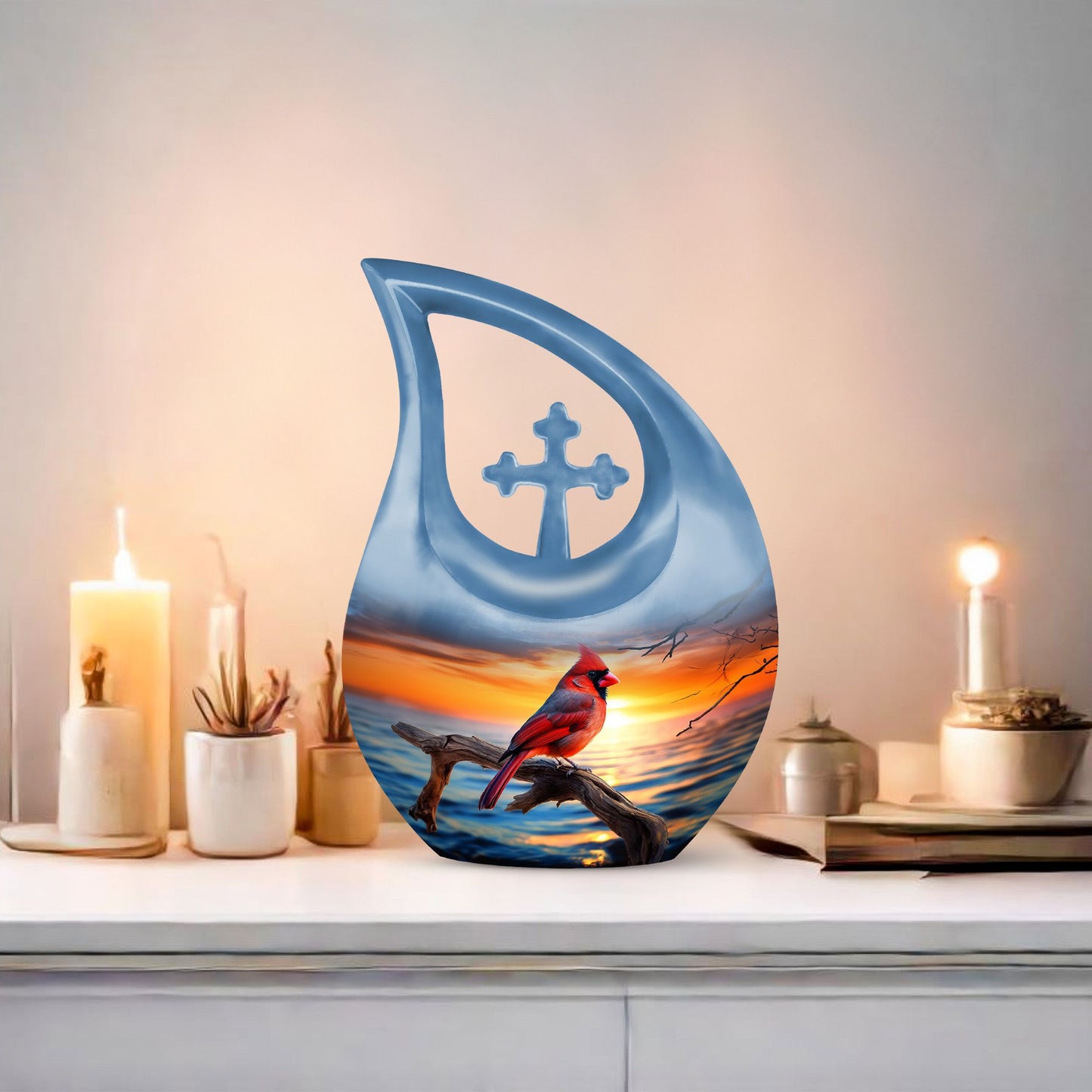10-inch Cardinal Bird Urn 