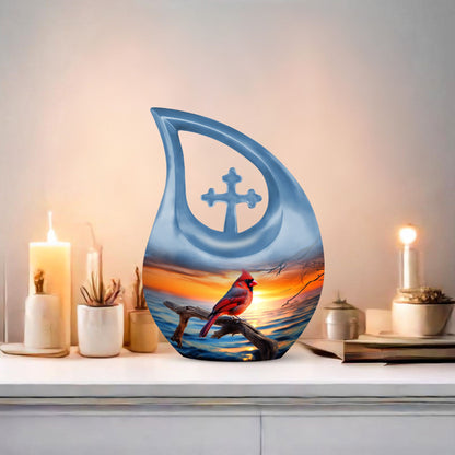 10-inch Cardinal Bird Urn 