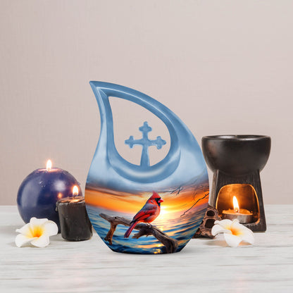 10-inch Cardinal Bird Urn 
