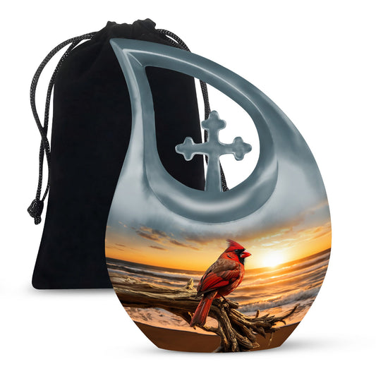 Medium size Cardinal Bird Urn 