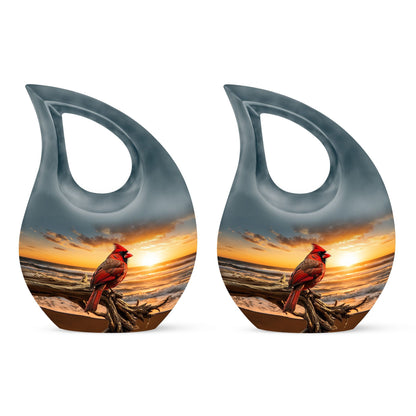 Medium size Cardinal Bird Urn 