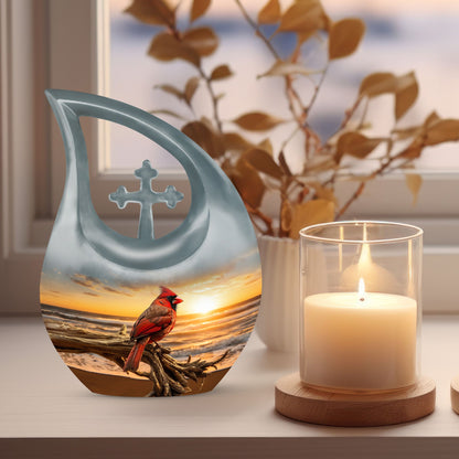 Medium size Cardinal Bird Urn 