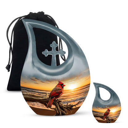 Medium size Cardinal Bird Urn 