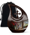 10-inch Cardinal Bird themed Cross Drop customized memorial urn 