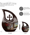 10-inch Cardinal Bird themed Cross Drop customized memorial urn 