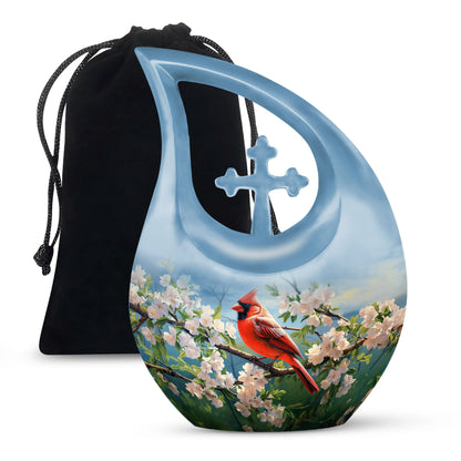 10 inch Cardinal Bird urn 