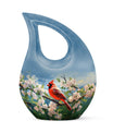 10 inch Cardinal Bird urn 