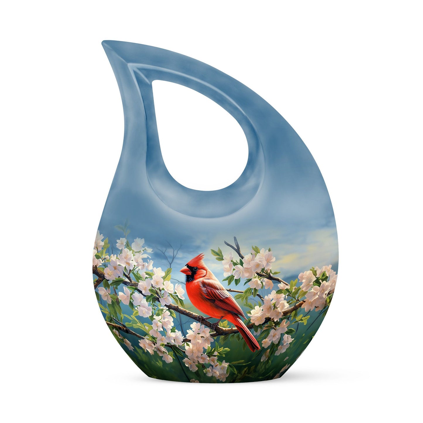 10 inch Cardinal Bird urn 